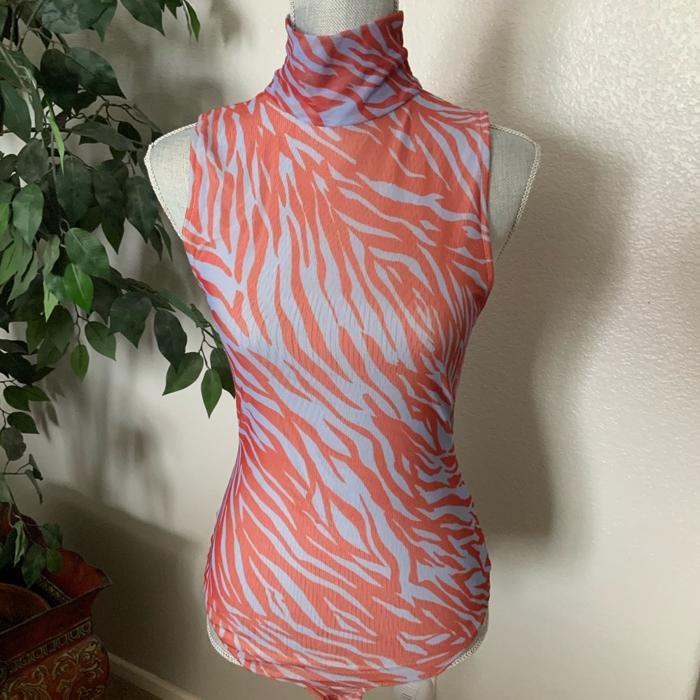 Free People Red and Blue Zebra Print Top - Picture 2 of 3
